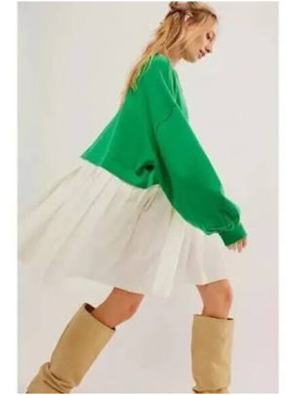 People Eleanor Sweatshirt Dress in tulip green